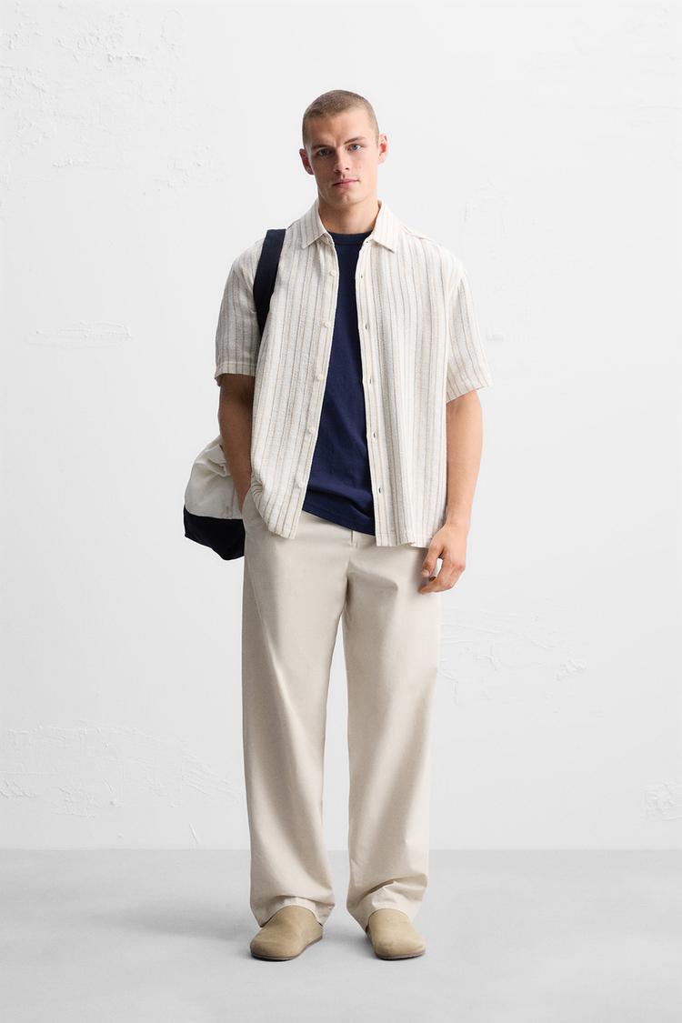 ストライプ テクスチャー シャツ - エクリュ/ベージュ | ZARA Japan / 日本