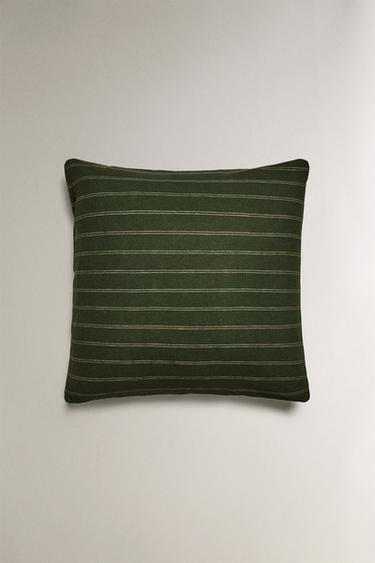 STRIPED COTTON AND LINEN CHRISTMAS PILLOWCASE - Green by Zara - Image 2