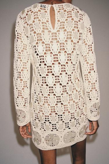 BEADED CUTWORK KNIT DRESS - Ecru by Zara - Image 2