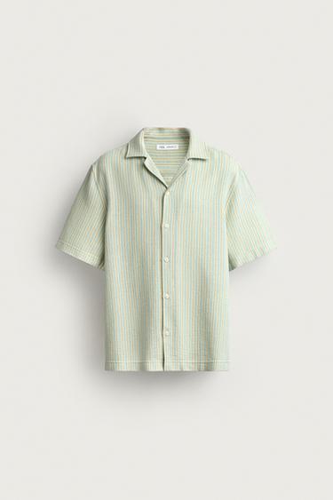 REGULAR FIT STRIPED JACQUARD SHIRT - Sea green by Zara