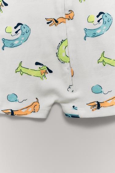 TWO-PACK OF DOG PRINT ALL-IN-ONE SLEEPSUITS - Lime by Zara