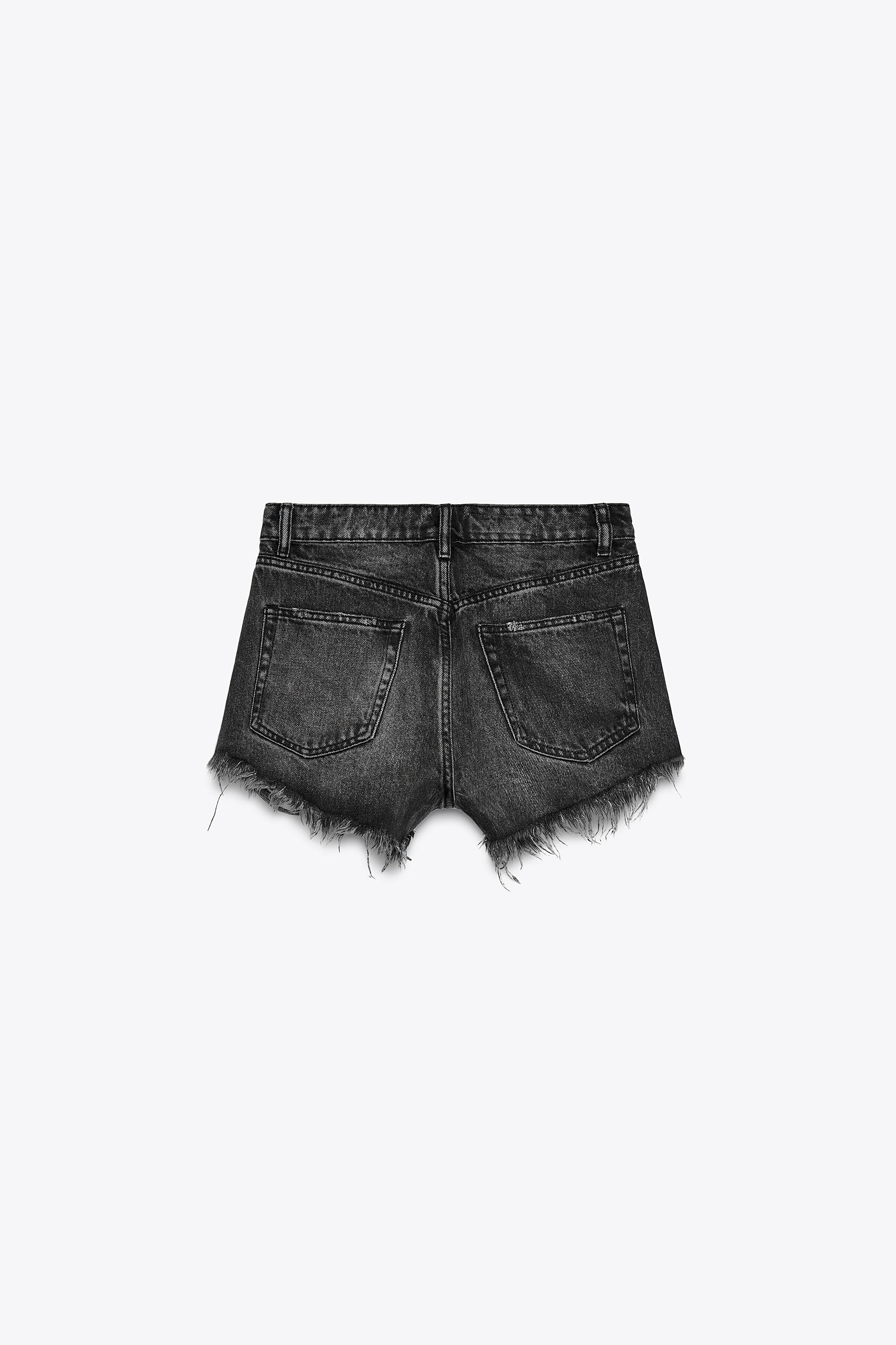 High Waisted Distressed Denim Shorts Black Black Ripped Hot Pants