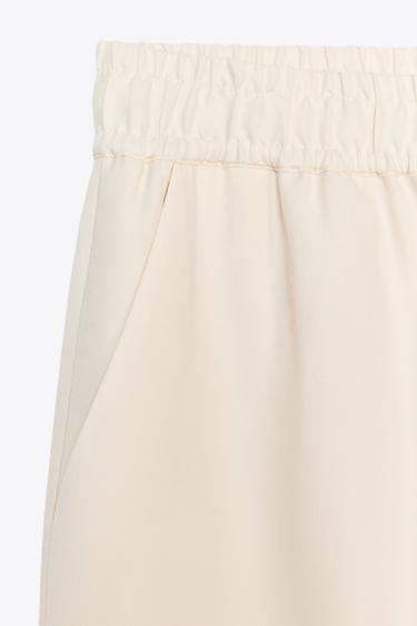 PANTALON LARGE TAILLE ÉLASTIQUE - Crème de Zara - Image 4