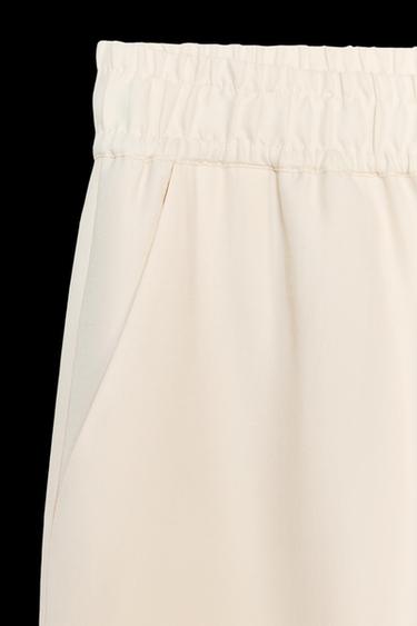 WIDE-LEG TROUSERS WITH ELASTIC WAIST - Cream by Zara