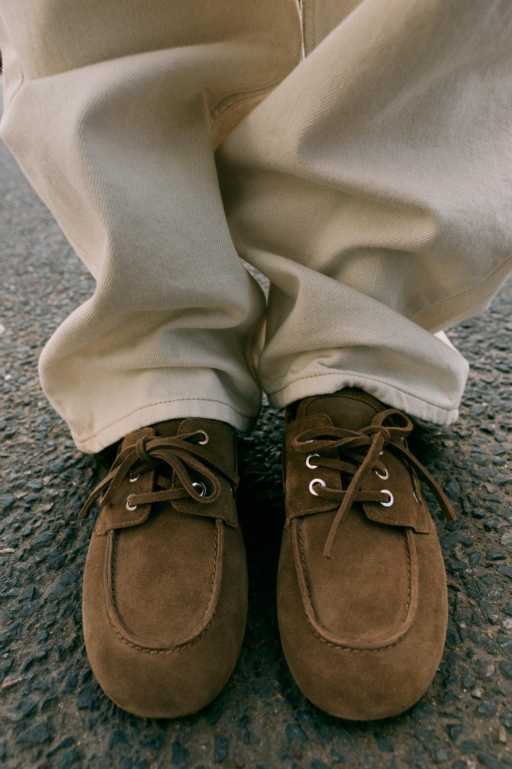 SPLIT SUEDE DECK LOAFERS