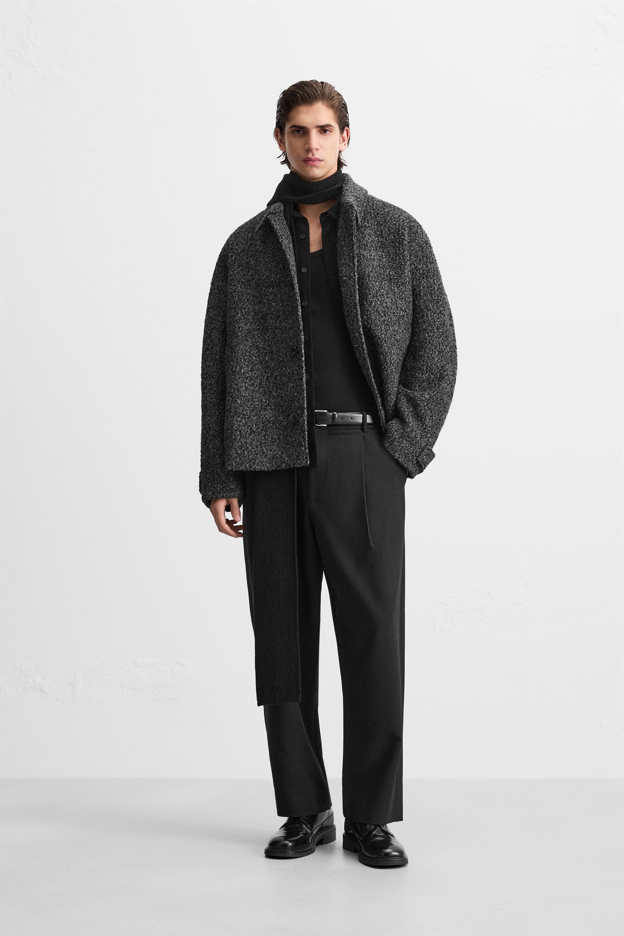 Black boucle jacket zara best sale