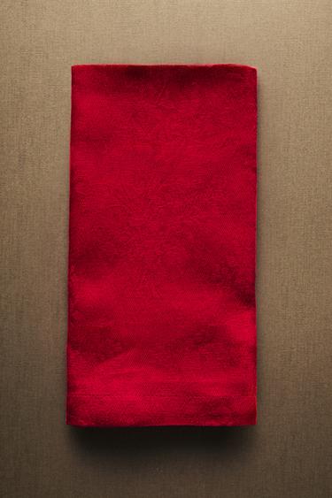 PACK OF JACQUARD CHRISTMAS BRANCH NAPKINS (PACK OF 2) - Red by Zara