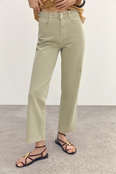 JEANS Z.02 STRAIGHT ANKLE ハイウエストライトカーキZaraのJEANS Z.02 STRAIGHT ANKLE ハイウエスト - ライトカーキ 