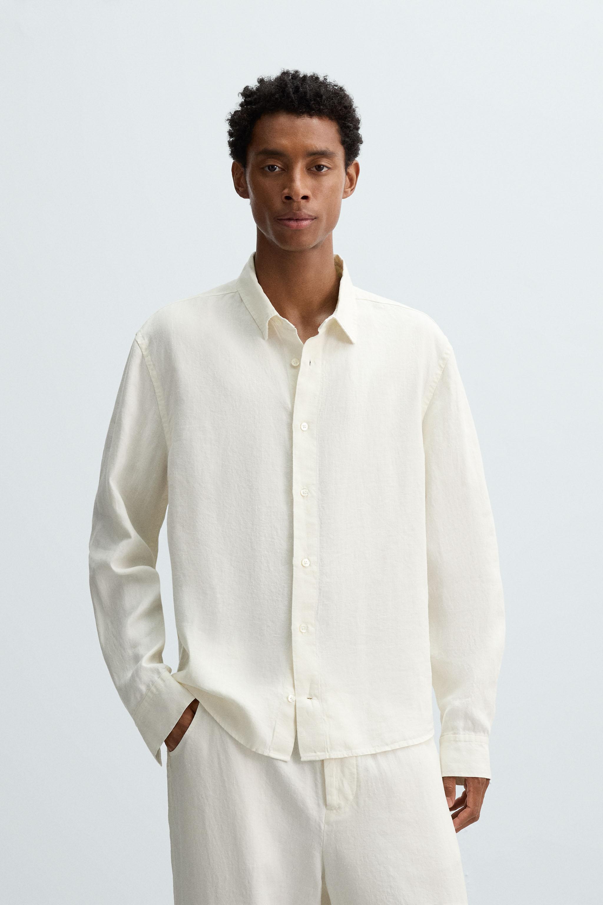 RELAXED FIT 100% HEMP SHIRT - Oyster-white | ZARA Canada