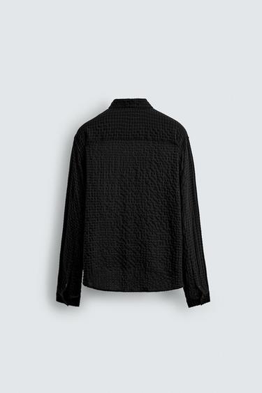 TEXTURED CHECK SHIRT - Black by Zara - Image 7