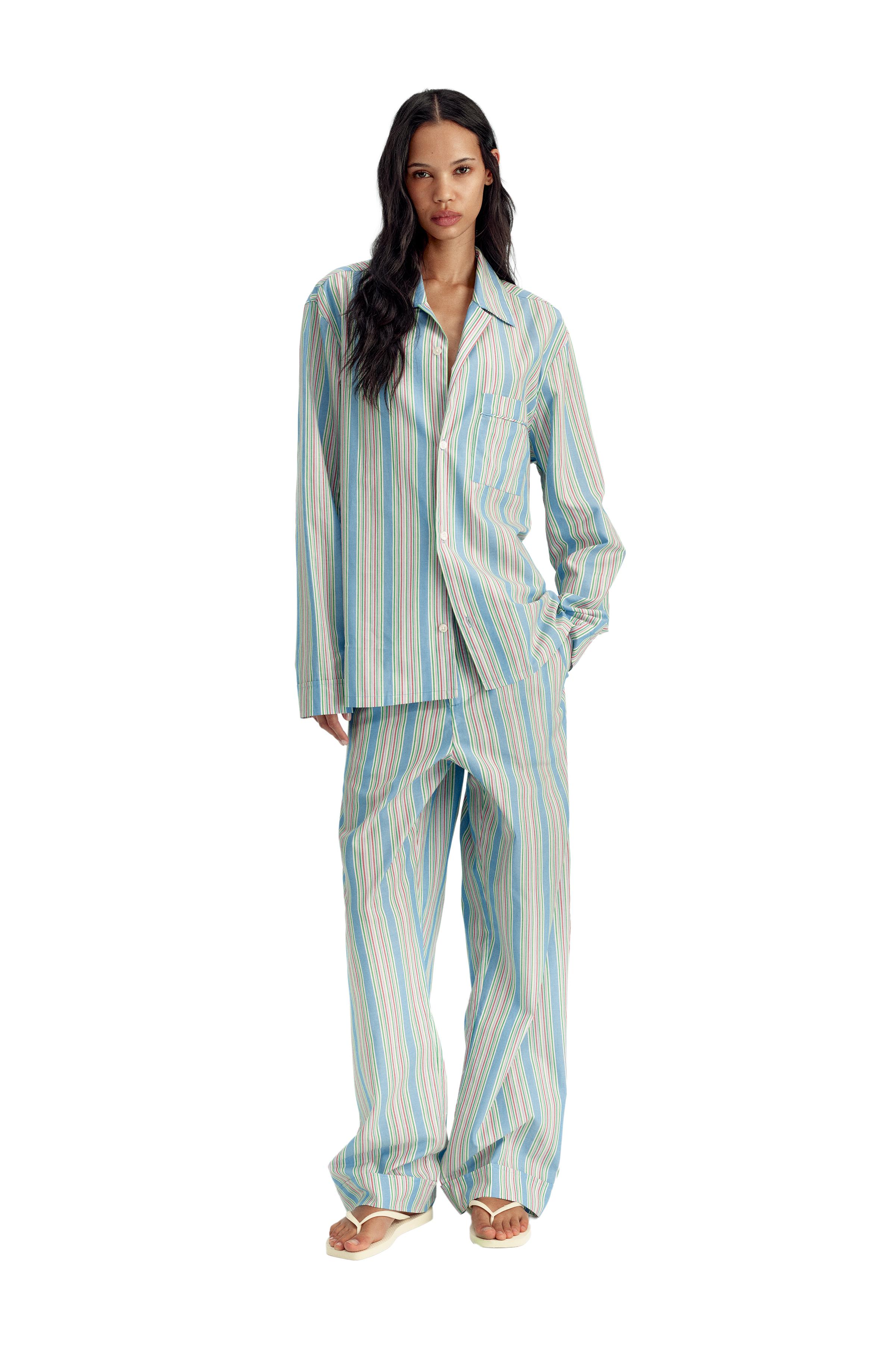 RELAXED FIT STRIPED JACQUARD SHIRT — Light blue