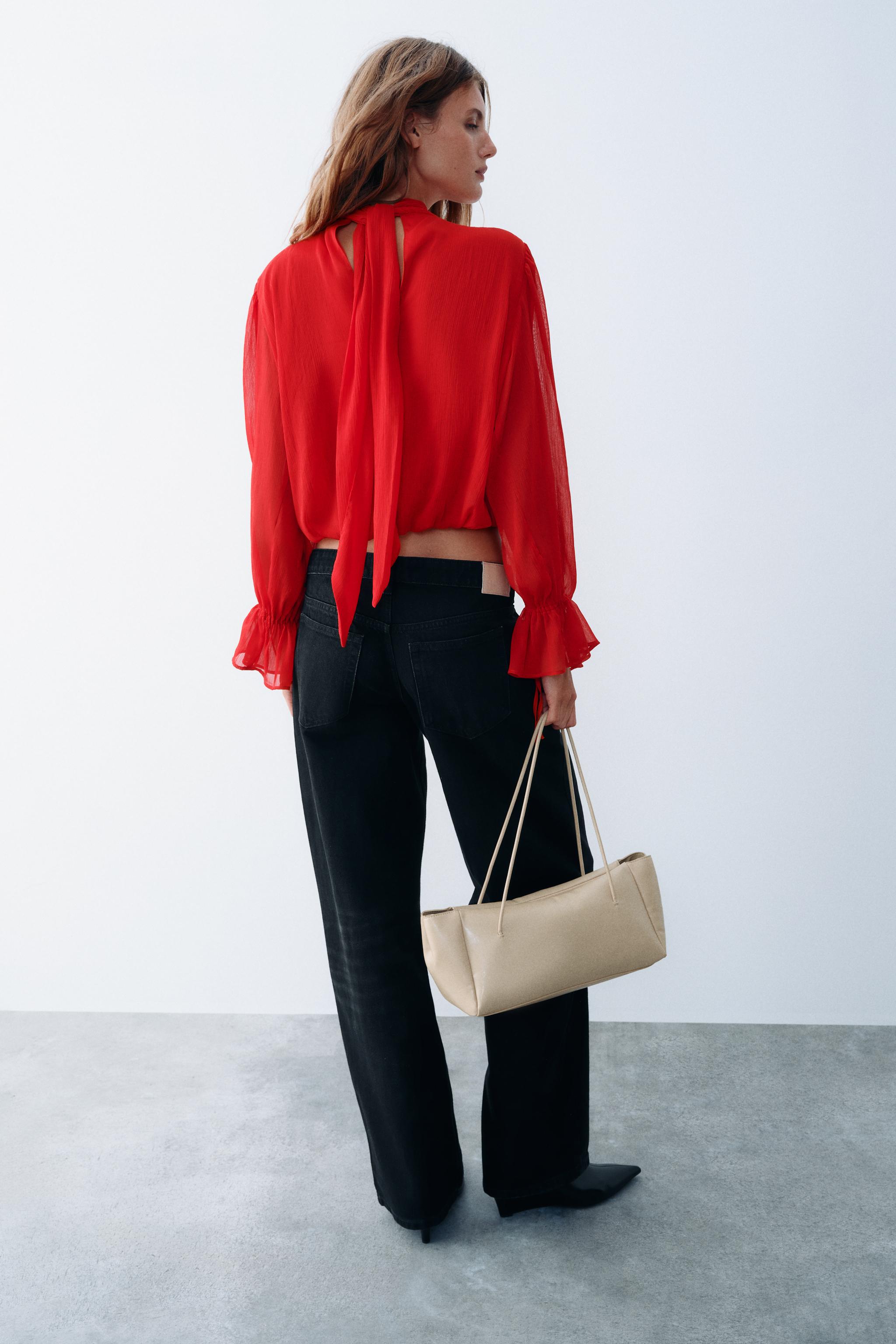 Zara SIRTI BAĞCIKLI DRAPE TOP görsel 4