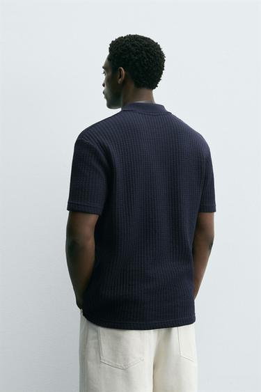 TEXTURED POLO SHIRT - Navy blue by Zara - Image 2