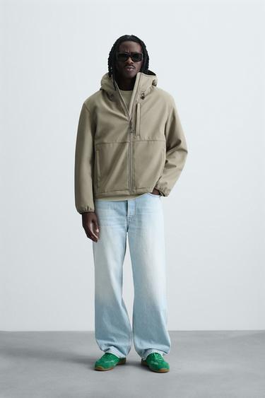 Zara POLAR COMBINATION TECHNICAL JACKET - Light khaki