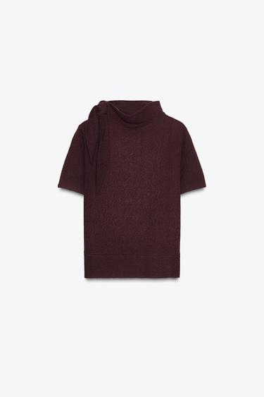 KNOTTED KNIT TOP - Burgundy by Zara - Image 5