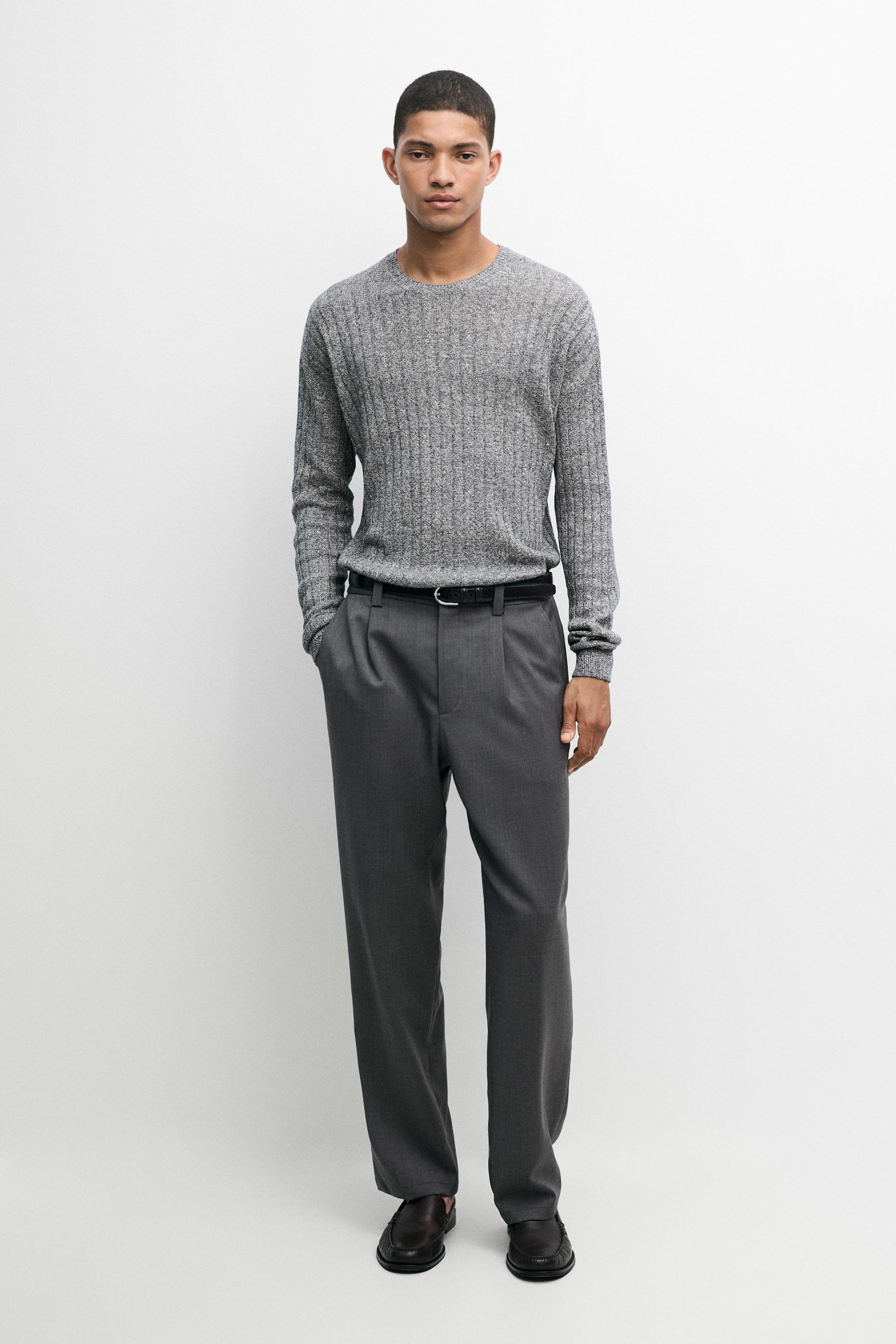 100% wool straight-leg pants — Gray