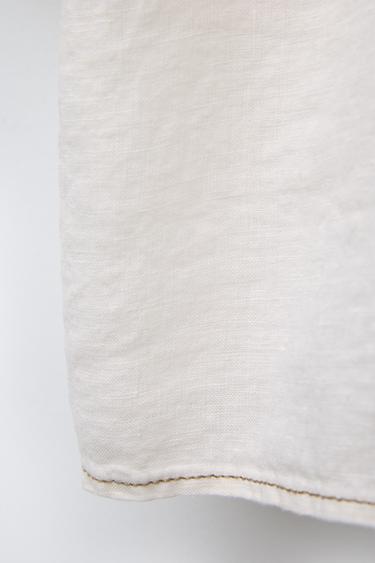 100% LINEN CONTRAST SHIRT - Light beige by Zara - Image 3