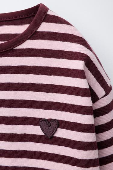 T-SHIRT RAYÉ TISSÉ HEAVY WEIGHT PIÈCE CŒUR - Grenat de Zara - Image 2