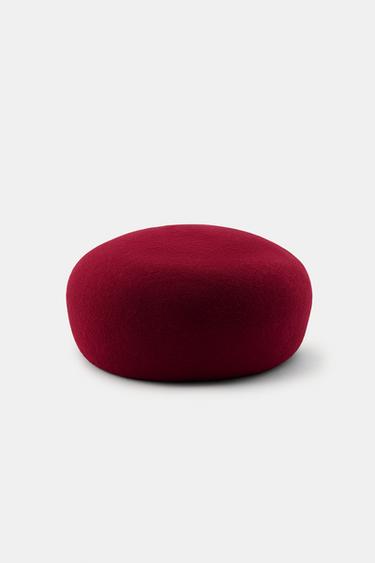 100% WOOL SKULLCAP - Red by Zara