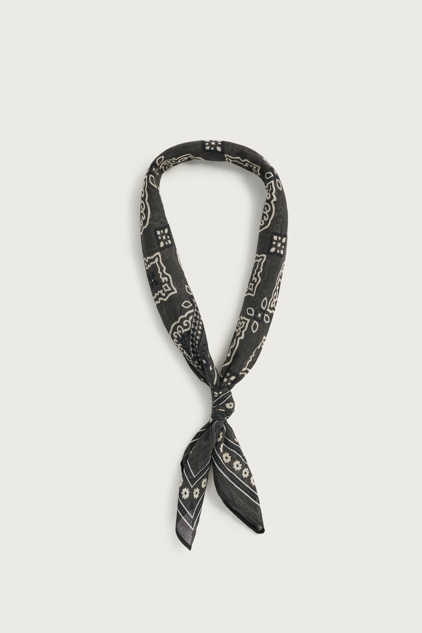 Мужские аксессуары Zara Geometric Print Bandana, цвет: Чёрный — фото 4