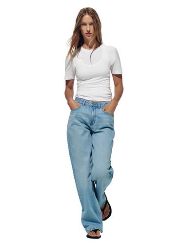 Z.03 STRAIGHT HIGH-WAIST LONG LENGTH JEANS - Light blue by Zara