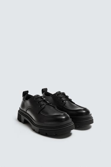 Zara CHUNKY MOC TOE SHOES - Black