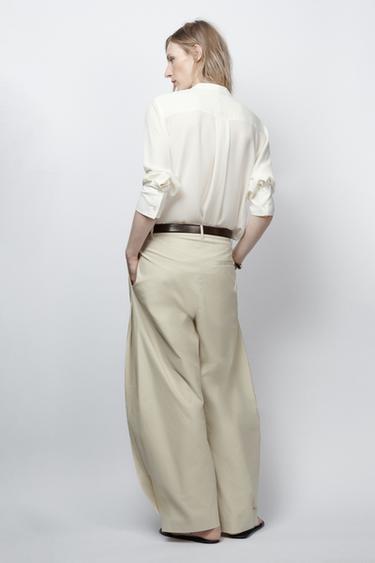 ZW COLLECTION FLOWING SHIRT WITH BIB DETAIL - Ecru by Zara