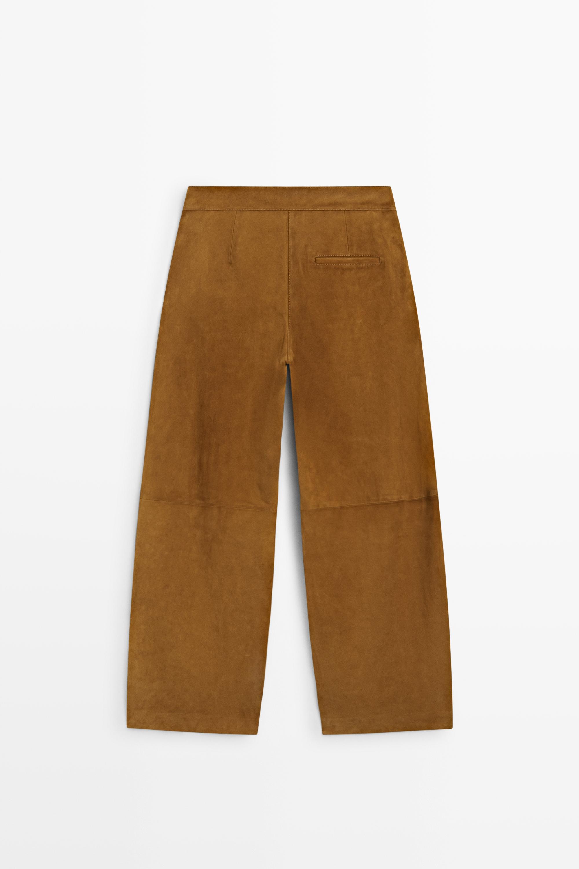Suede goatskin barrel fit pants