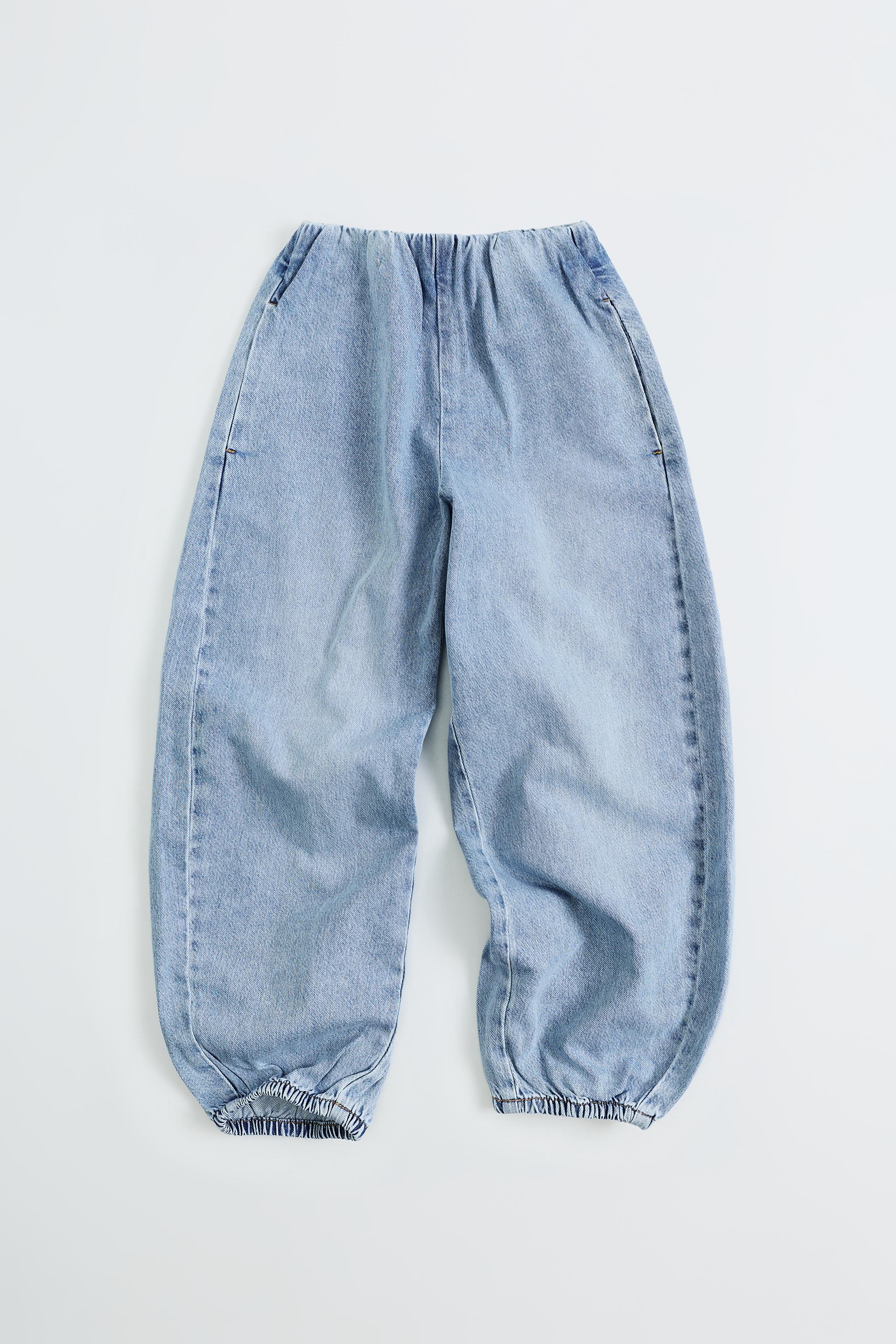 FLOWY ELASTIC BALLOON JEANS — Blue