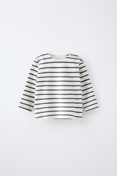 Zara STRIPED T-SHIRT - Anthracite grey - Image 0