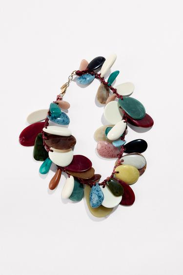 Zara RESIN PIECE CORD NECKLACE - Multicolored