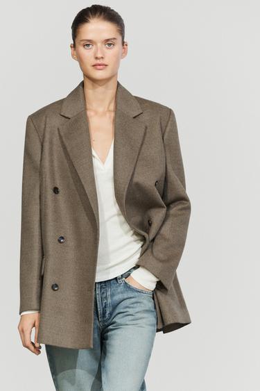 Medium wool blend double-breasted coat — Beige 2