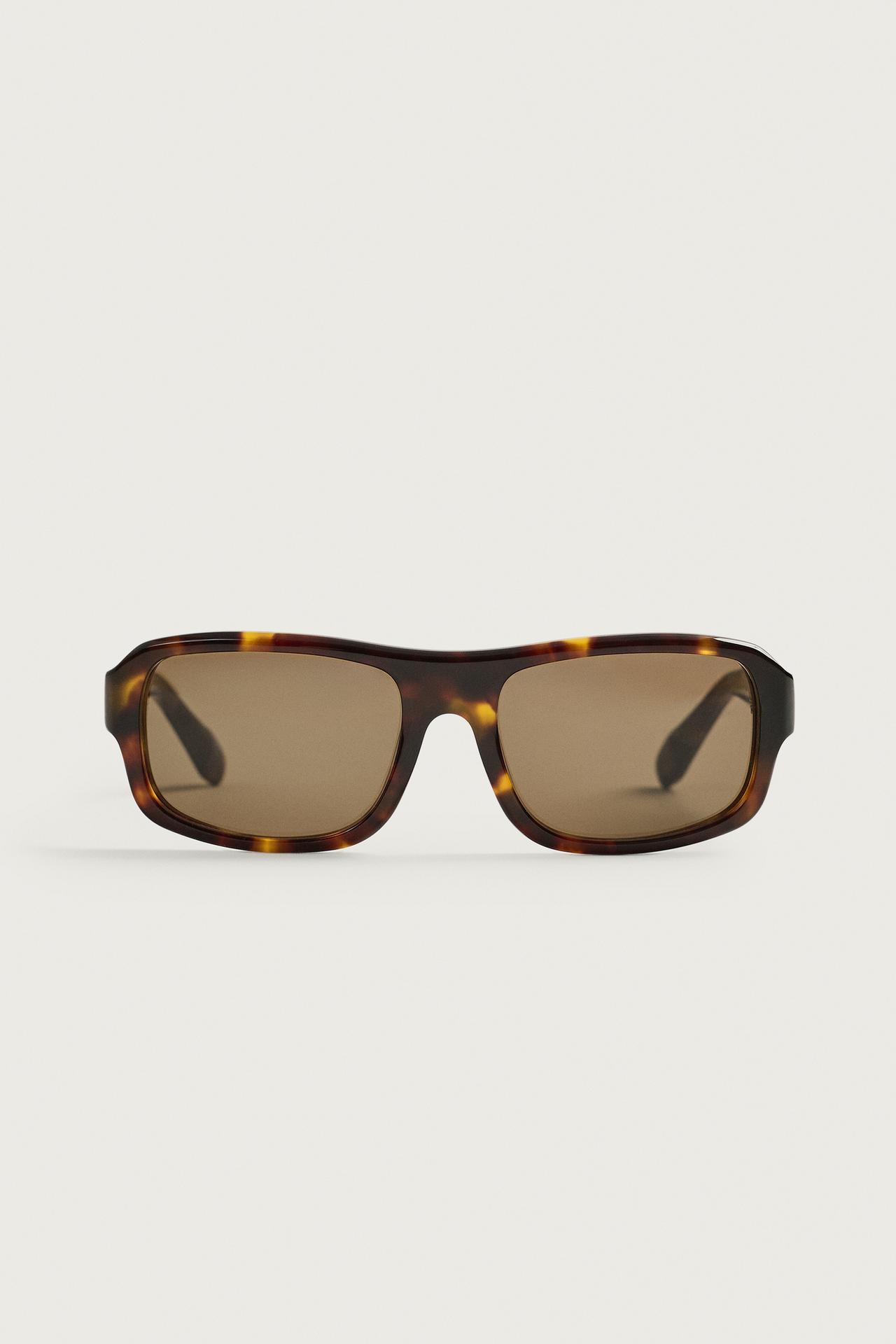 RECTANGULAR SUNGLASSES — Tortoise shell