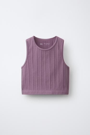 Zara SEAMLESS GYM TOP - Pale pink