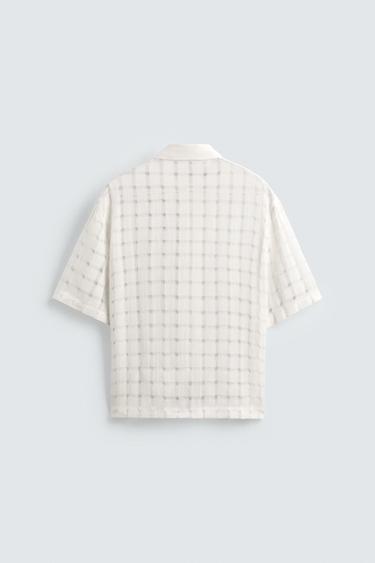 JACQUARD NEEDLE-PUNCH SHIRT - Oyster-white by Zara - Image 7