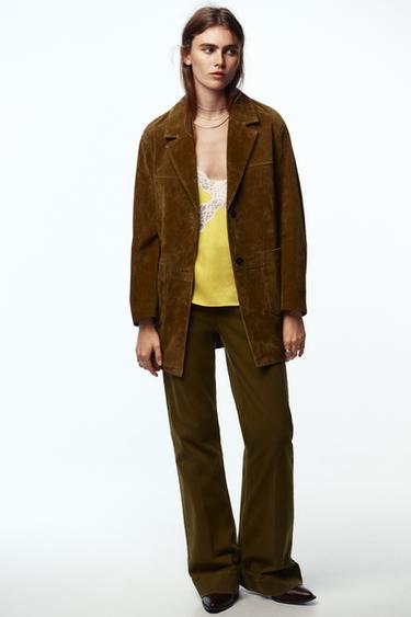 VESTE LONGUE 100 % CUIR - whisky de Zara