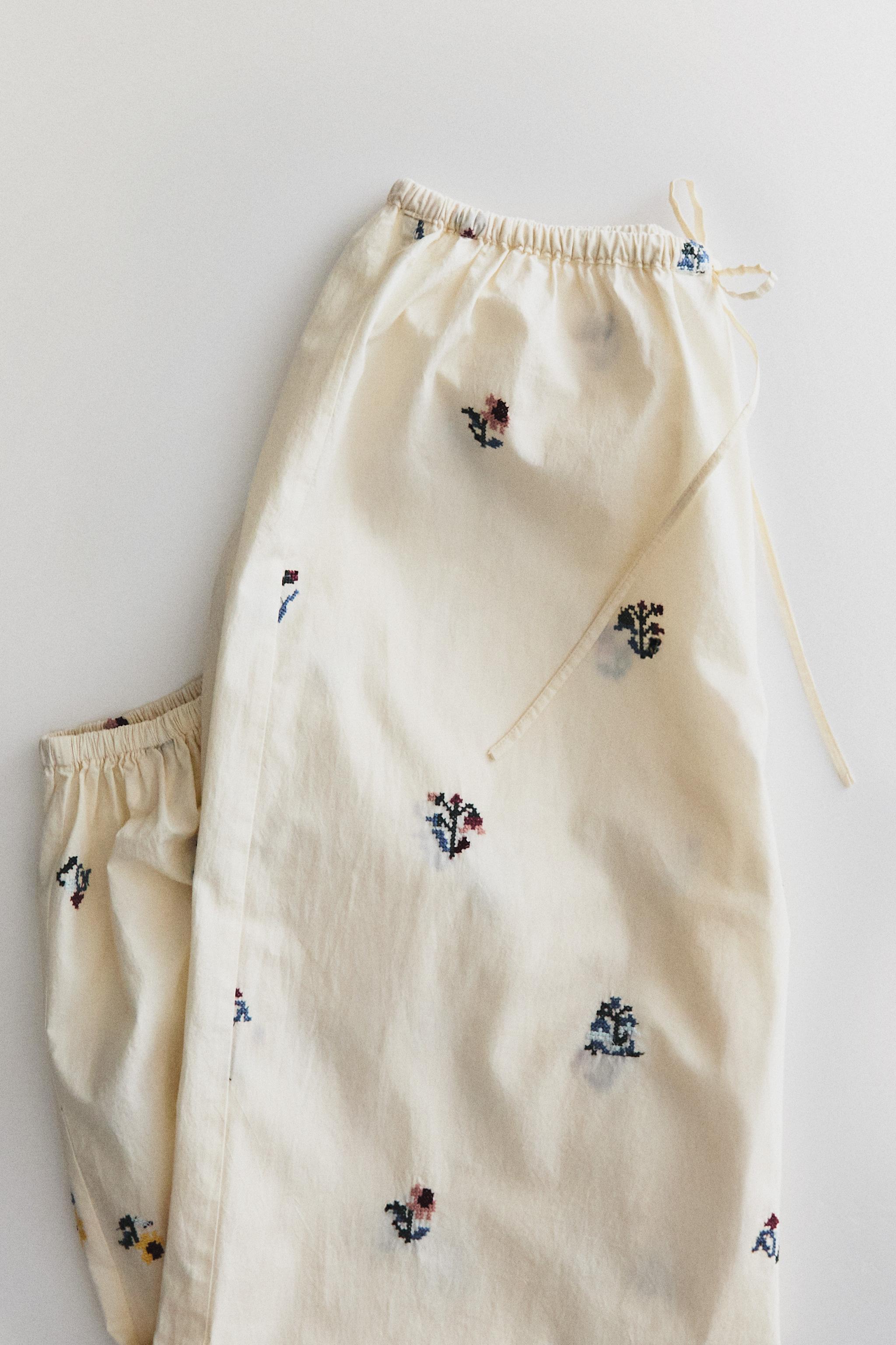 PANTALON DE PYJAMA BRODÉ FLEURS