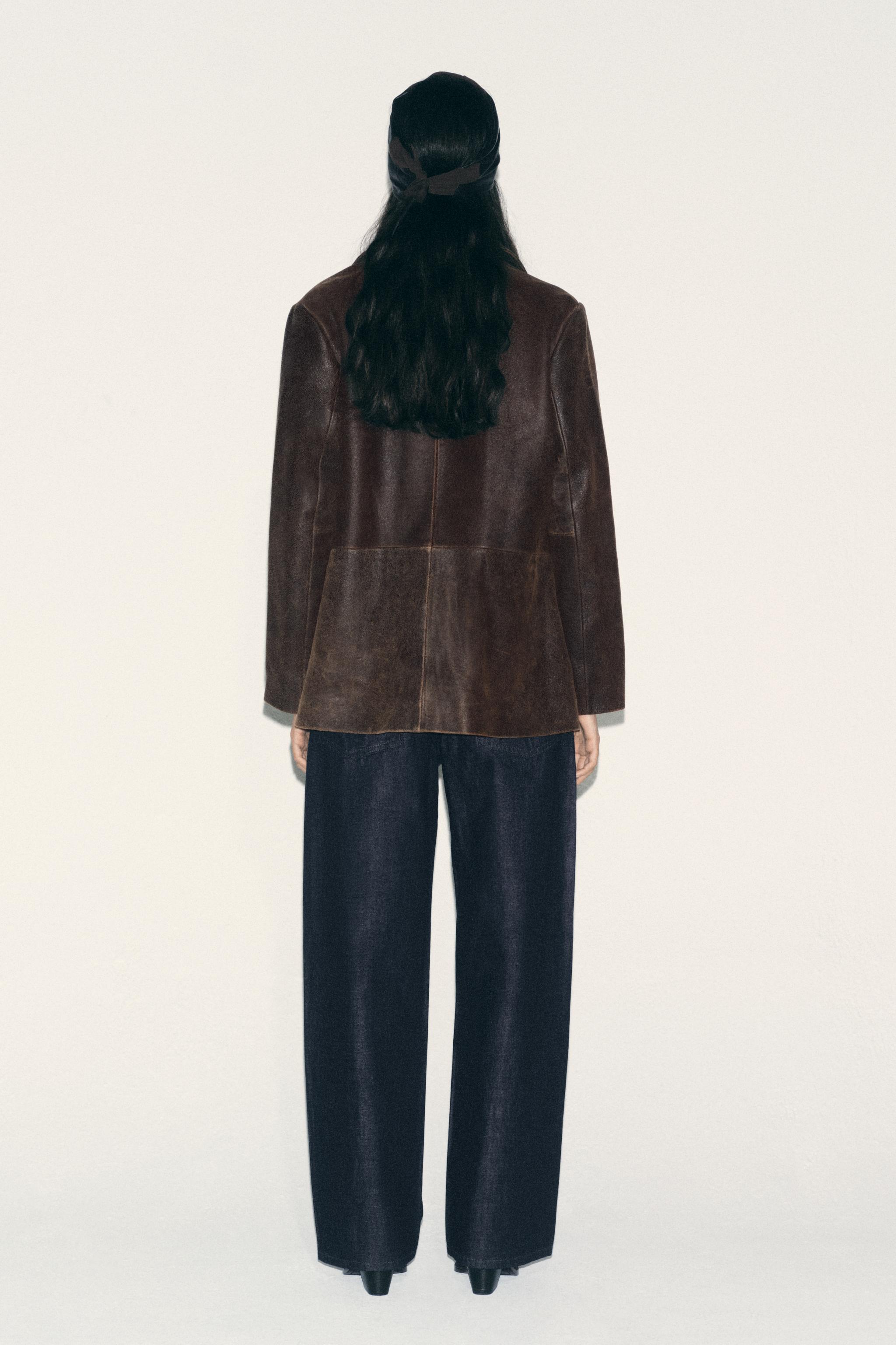 100% レザー ジャケット - ブラウン | ZARA Japan / 日本