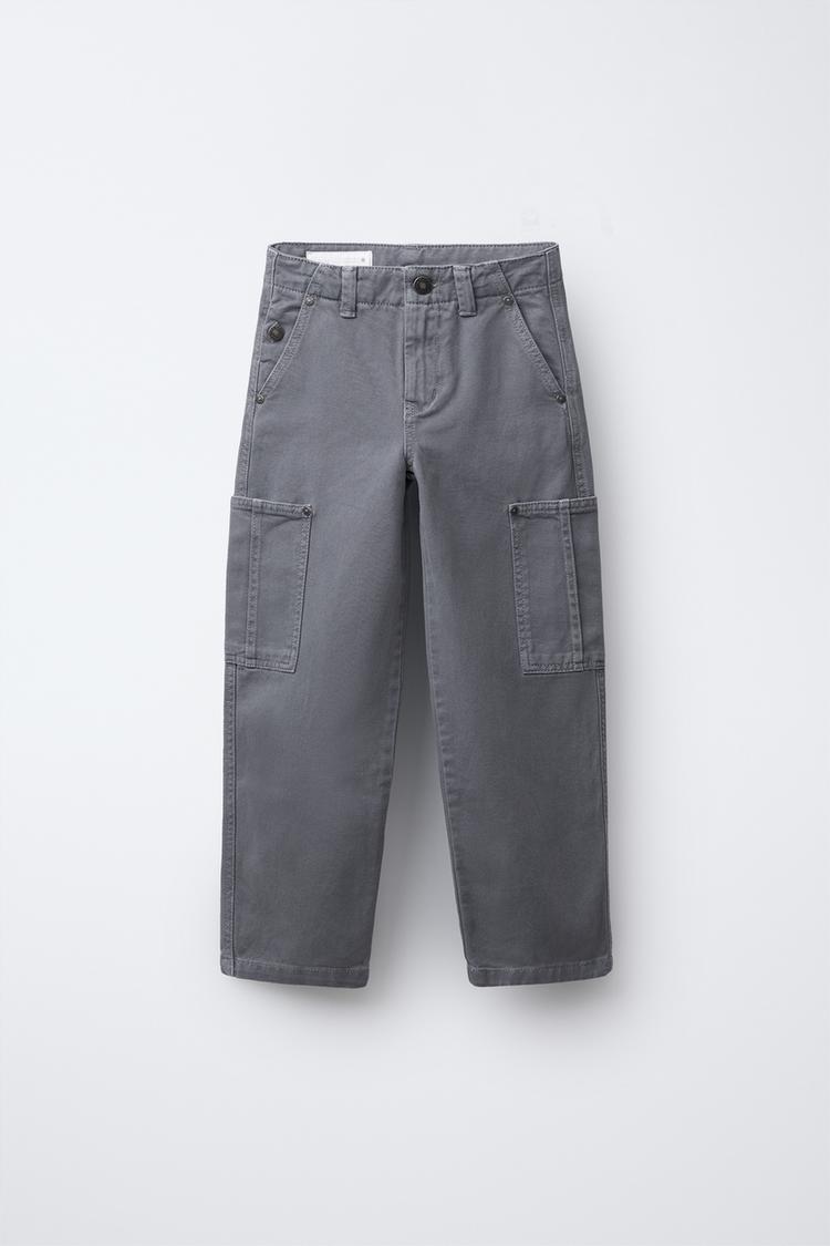 GREY SHORT IN TWILL WITH LARGE POCKETS, BABY