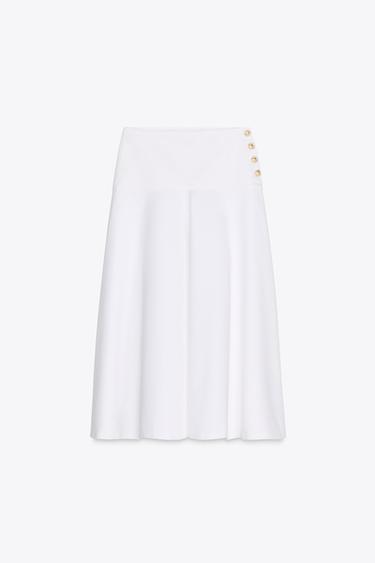 ZW COLLECTION LAYERED SKIRT WITH BUTTONS - White by Zara - Image 6