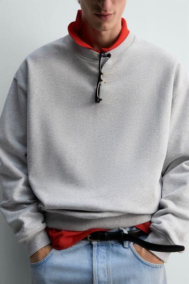 REGULAR FIT CREWNECK SWEATSHIRT - Grey marl by Zara - Image 5