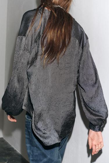 CHEMISE EFFET PLISSÉ ZW COLLECTION - Gris / Naturel de Zara - Image 3
