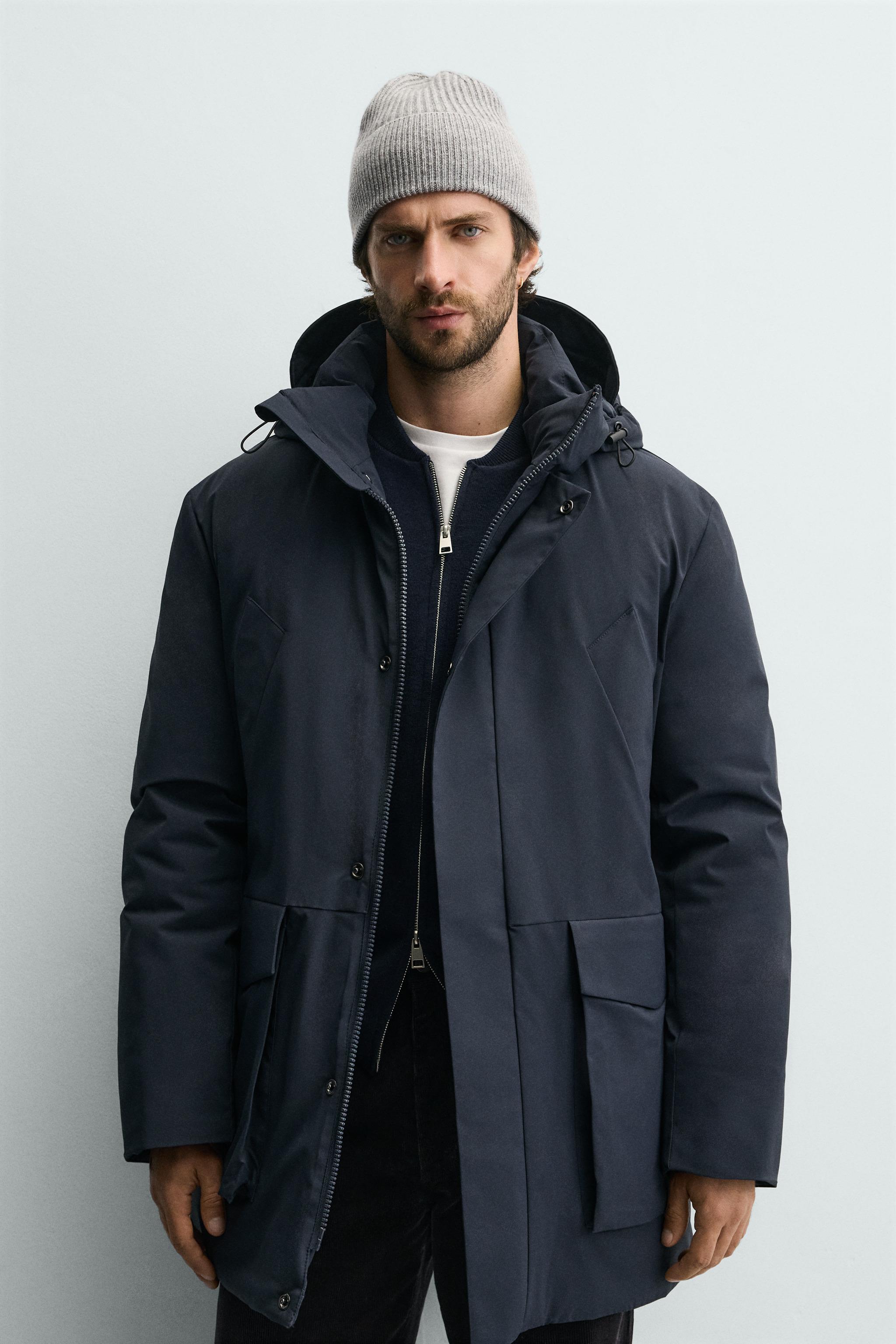 WATER REPELLENT PADDED PARKA - Navy blue | ZARA United States