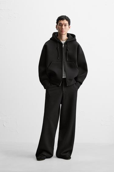 CALÇA WIDE FIT COM TEXTURA - Preto da Zara - Imagem 0