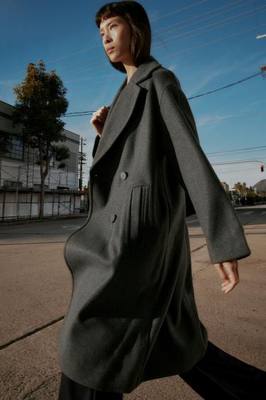 Zara SOFT OVERSIZED COAT - Gray
