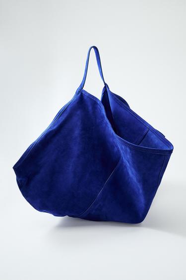 SUEDE BUCKET BAG - Blue by Zara