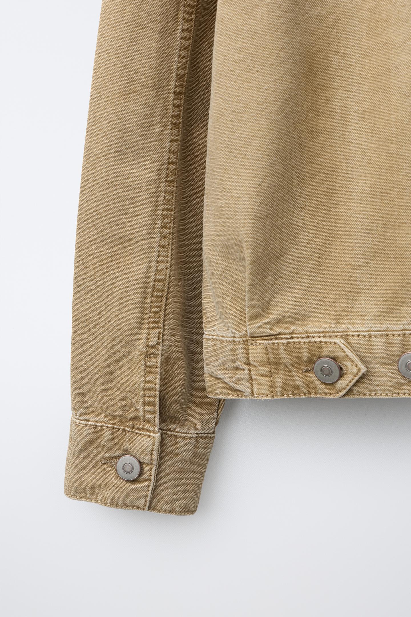 Детская куртка Zara Washed-Effect Canvas, цвет: Экрю — фото 4