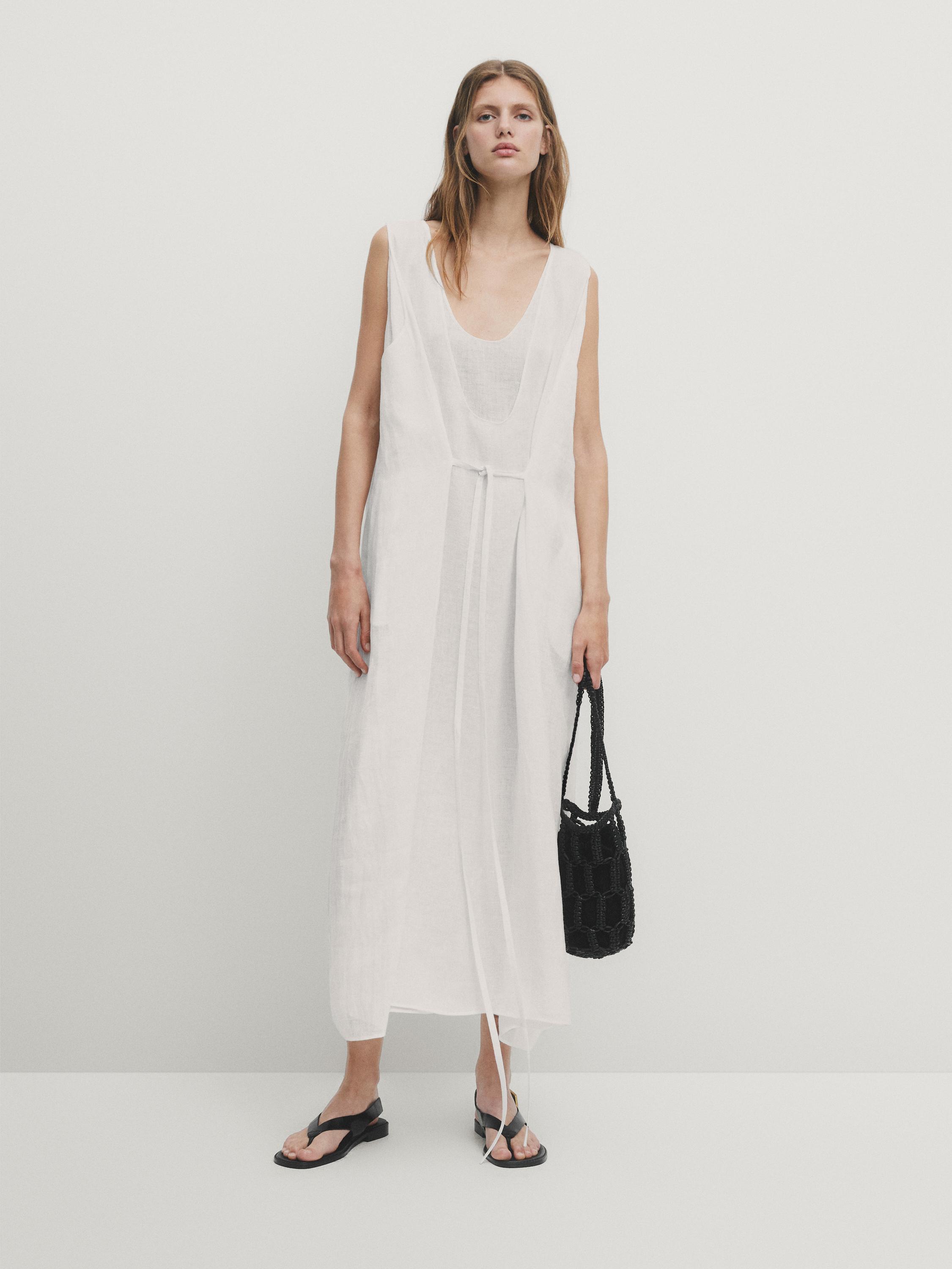 Zara white tie fashion dress