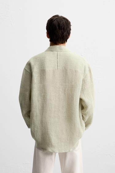 CHEMISE RELAXED FIT MÉLANGE DE LIN - Vert sauge de Zara - Image 2