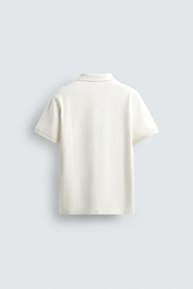 POLO STRUCTURÉ EN PIQUÉ - Blanc cassé de Zara - Image 7